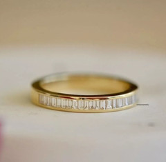 2.00Ct Baguette Cut Moissanite Eternity Wedding Band Ring 14k Yellow Gold Plated