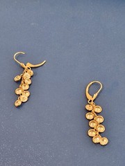 14K Yellow Gold White Stone Dangle Earrings 3.4g