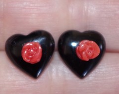 Carved Heart Onyx Vintage Gorgeous Jackets For Earrings Use With Any Stud