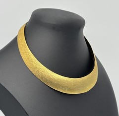 Vintage Milor Italy Brushed Textured Bronze Collar Torque Choker Necklace Signed
