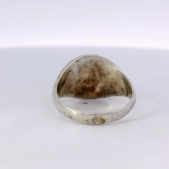 Sterling Silver Domed Etched Scroll Signet Ring