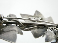 Designer OV Sterling Silver Ivy Vine Leaves Brooch Pin 925 16.5g 3.25 Inches