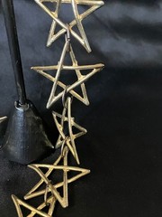 Vintage Shoulder Duster Earrings Gold Tone Open Star Link Dangles 6″ Clip On