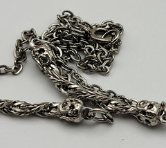 Vtg. Silver Tone Twisted Chain Charm Necklace 17″ Spring Ring Clasp Minimalist