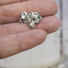 Weiss MCM Rhinestone Earrings Clear Crystal Rhodium Plated Clip Ons Signed 1950s