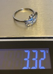 estate 14K White Gold Diamond Ring 50s MCM Swirl Natural 5-Stone .25ct size 7.5