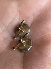 Rolled Gold Plated MOP Mother of Pearl Octagonal Antique Edwardian Vest Buttons