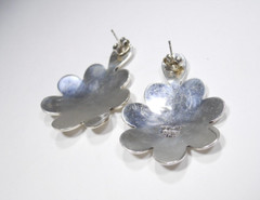 VINTAGE SOUTHWESTERN STYLE FLORAL PATTERN STUD EARRINGS 925 STERLING SILVER