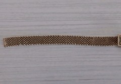 Antique *Damaged* Brass Mesh Link Bracelet Rectangle Clasp People Scene 7″