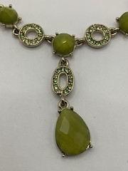VTG Lauren Conrad Faceted Acrylic Green Rhinestone Statement Necklace 18”
