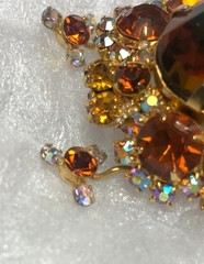 VERIFIED JULIANA Turtle Figural Brooch Topaz Hues Watermelon AB Rhinestones