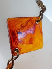 Vintage 1950’s/1960’s Bakelite Tortiose Shell NECKLACE 36″ 14 Amber Pendants