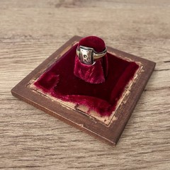 Antique Art Deco Ring Silver & Gold Signet Ring w/Case Monogram Initial R Sz 10