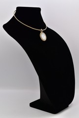 Vintage Kirks Folly Seaview Moon Face Pendant Necklace Gold AB Crystal 80s Bin3D