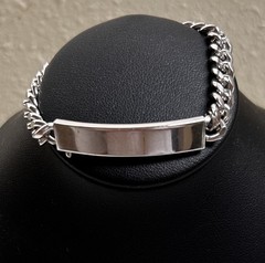 Vintage Speidel Silver tone rhodium-plated metal engravable ID bracelet