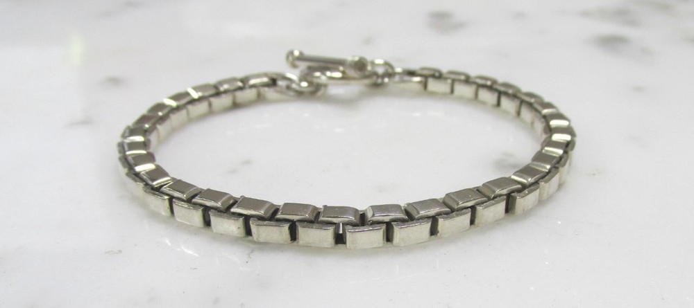 Sterling Silver 4.7mm Box Link Chain Bracelet ~ 7-1/2″ ~ 24.3g ~ 1-G242
