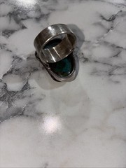 Sterling Silver Vintage Malachite Ring Dragonfly Design Southwestern Vintage