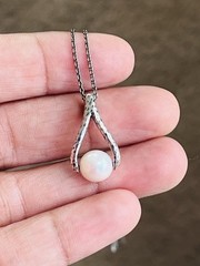 Vintage Designer G&H Sterling Silver Freshwater Pearl Pendant Necklace