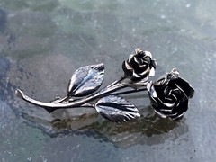 Vintage Teka Signed Rose Flower Theodore Klotz Brooch 835 Silver Germany