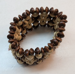 Vintage 2 Colors Beads Hard Wood Hippie Stretchable Bracelet 3.5 Inch