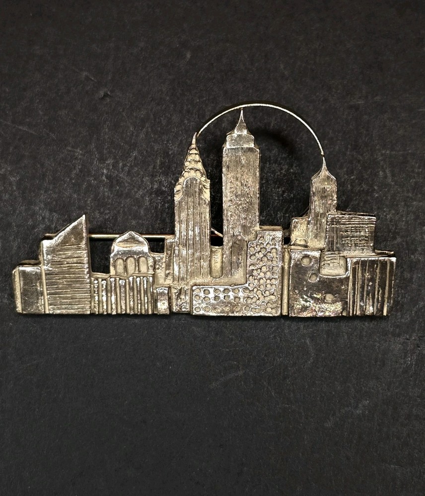 Sterling Silver New York City Skyline Brooch Pin by Great Falls Metal Works