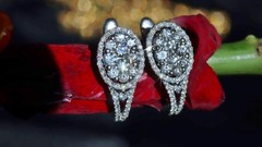 18k 750 white gold earrings 1.50ct natural diamond 0.74″ dangle 5.27gr N3643