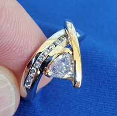 ORIGINAL EARTH MINED Triangle DIAMOND Engagement Ring SOLID 14K GOLD Solitaire 6
