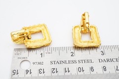 Vintage Clip On Earrings Gold Tone Doorknocker Textured