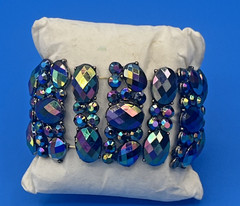 Vintage Crystal Stretch Bracelet Aurora Borealis Stones
