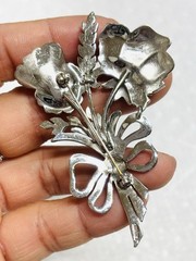 Vtg 925 Sterling Silver Marcasite Blue Red Green Enamel Flower Brooch Pin