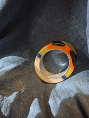 VINTAGE MULTICOLOR LUCITE ABSTRACT ART DECO BANGLE BRACELET SIGNED