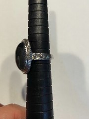 Vintage 18K HGE White Gold Mood Ring Large Stone 8.0 grams Size 6.5