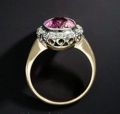 Art Deco Style Lab Created Pink Sapphire Diamond Wedding 14K White Gold FN Ring