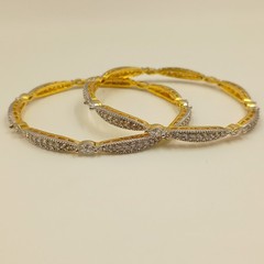 Handmade South Indian CZ Bangle Set 22K Gold Plated Bridal Wedding Jewelry Sets