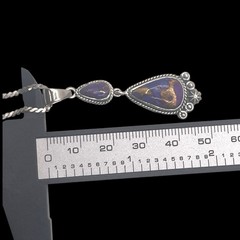 Vintage T Philippines Sterling Copper & Purple Gemstone Pendant Necklace, 16.5″
