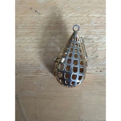 Vintage Ruscent Gold Tone Blue Rhinestone Cage Perfume Locket Pendant Statement