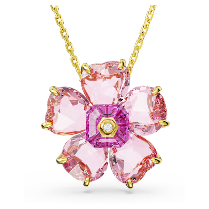 Swarovski Idyllia Necklace Flower, Pink, Gold Plating
