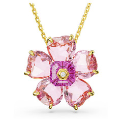Swarovski Idyllia Necklace Flower, Pink, Gold Plating
