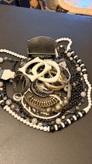 Vintage Black and White Fashion Jewelry Lot with Napier and Tribal Statement Pie