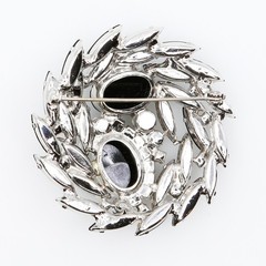 Vintage D&E Juliana Book Piece Hematite Brooch and Clip-On Earrings Set 1960s