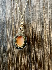 Antique/Vintage 12K GF Carved Shell Cameo Pendant Necklace In Box
