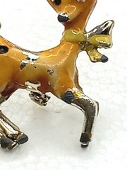 Vintage Mid Century Enamel DEER Brooch, Reindeer Scatter Pin 1940s To The 1960s