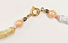 Vtg Glazed Porcelain Bead Necklace Hand Knotted Seaside Mermaid Beach Boho