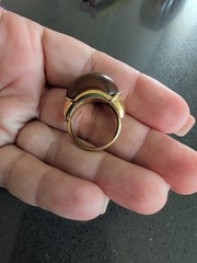 Vintage Lanvin Gold Tone Tortoise? Ring Sz 6.75 P25