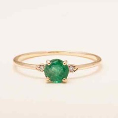 Vintage Round Cut Lab Created Emerald Engagement Wedding Ring Yellow Gold Plated