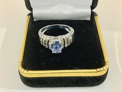 Tanzanite Diamond 14k. White Gold Vintage Ring size7