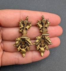 Vintage HOLLYCRAFT 1950 Signed Dated Pastel Rhinestone Brooch Clip Earrings Set