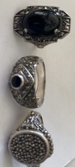 Vintage Sterling Silver 925 Marcasite Onyx Ring Lot ~ Compartment Ring ~ Deco ~