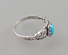 Vintage Turquoise 925 Sterling Silver Ring, Size 62 (19,7 mm Ø), Original