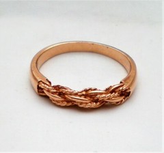 Vintage European Solid 14K 585 Rose Pink Gold Twisted Rope Design Band Ring 14kt